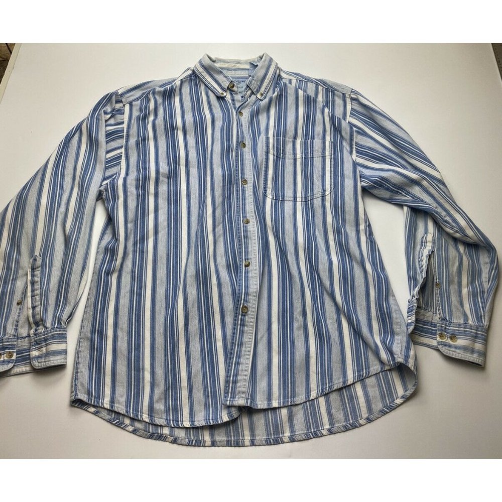 Coliseum Blues Button Down Shirt Mens Size L Long Sleeve Blue Striped Cotton